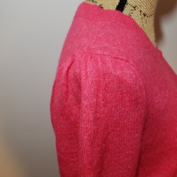 Loft Crewneck Knit Long Sleeve Barbie Pink Sweater - Picture 3 of 7